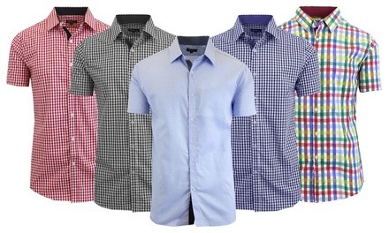 Men's Short Sleeve Slim-Fit Printed Dress Shirt (Sizes S-2XL)