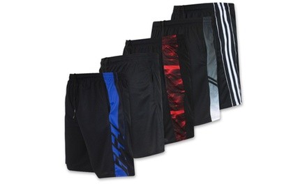 Real Essentials Men's Mesh Active Shorts with Pockets (S-2XL; 5-Pack)