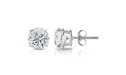 14k White Gold 2.0 ct Round White Cubic Zirconia Stud Earrings  