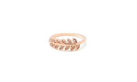  Morganite Leaf Ring in 18k Rose Gold Plated