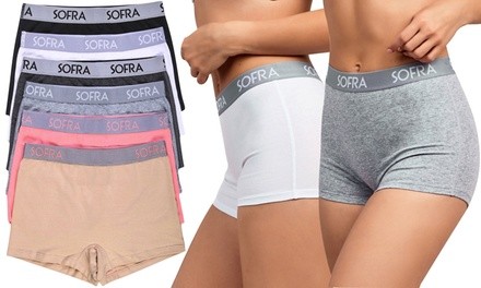 Women's Sporty Cotton High Waist Boyshort Panties (6-Pack)