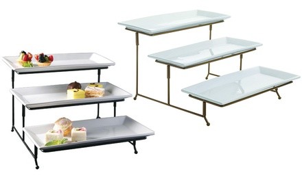 3-Tier Rectangular Serving Platter and Cake Tray Stand