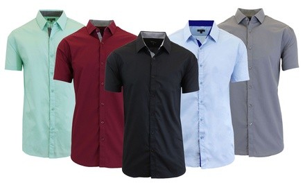 Men's Slim-fit Wrinkle-resistant Short Sleeve Dress Shirts (2-Pack) (S-5X)