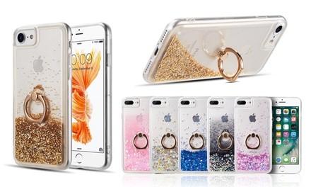 Quicksand Liquid Case with Finger Ring Stand for iPhone 7/8