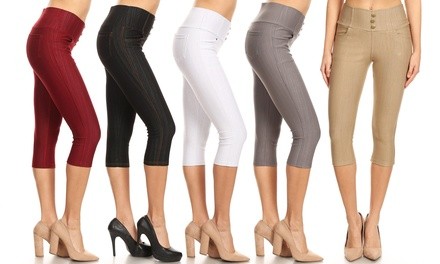 JVINI High-Waist Stretchy Pull-On Capri Jeggings. Plus Sizes Available.