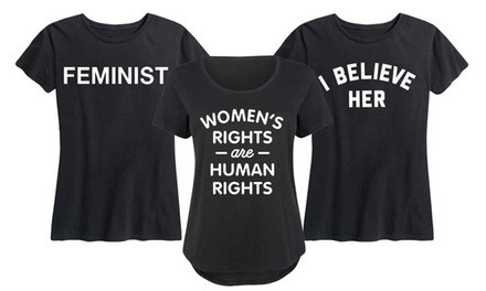 Women's Feminist Statement Tee. Plus Sizes Available.