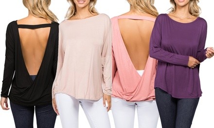 Style Clad Women's Surplice Open-Back Wrap Top 