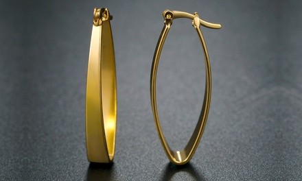 Semi-Oval Hoop Earrings in 18K Gold Plating by Euphir