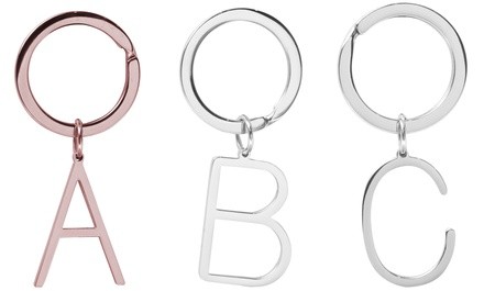Pink Box Stainless Steel Initial Keychain