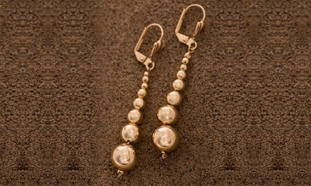 18K Gold Plated Graduated Ball Dangle Earrings by Sevil