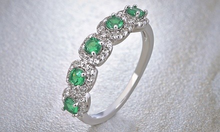 Emerald And White Sapphire Anniversary Ring By L'Artiste