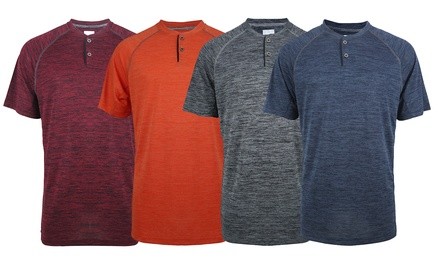 Lee Hanton Men's Short Sleeve Melange Henley Tee (2-Pack)