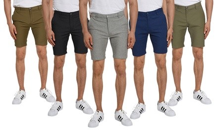 Verdo Men's Skinny Fit Printed Linen Blend Chino Shorts