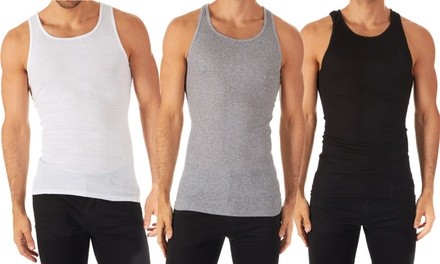 Alberto Cardinali Men's Classic Fit 100% Cotton Ribbed Tank Tops