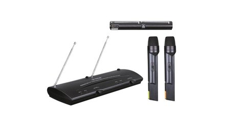 Pyle Pro PDWM2000 Dual Channel VHF Wireless Microphone System with 2 Handheld Microphones