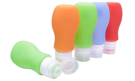 Silicone Travel Bottles with Cosmetic Bag (4-Piece)