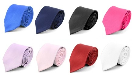 Men's Solid-Color Slim Satin Tie with Paper Band