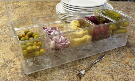 Evelots Chilled Condiment Server with 5 Removable Compartments