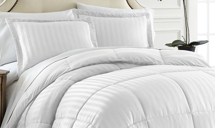 All-Season Striped Down-Alternative Overfilled Comforter