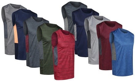 Real Essentials Men's Dry-Fit Workout & Activewear Tank Tops (5-Pack; S-2XL)