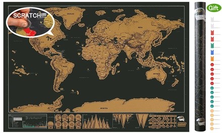 Map Poster - Personalized Black Scratch Off Art World Map Decor Poster