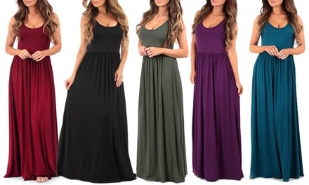 Women's Ruched Maxi Dress in Regular and Plus Sizes