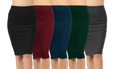 Knee Length Basic Pencil Skirts Available in Regular & Plus Sizes