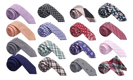 Men's 100% Cotton Skinny Tie Set (12-Piece)