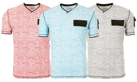 Men's 100% Cotton Tee with Zipper Pocket