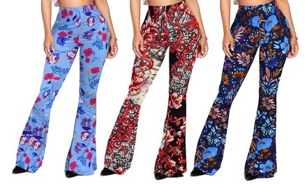 Women's Soft Printed Flared Pants. Plus Sizes Available. 