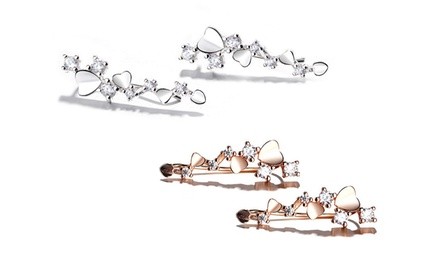 Plated Sterling Silver Climber Earrings Made with Swarovski Elements