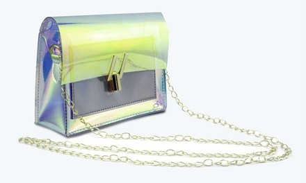 Iridescent Crossbody Bag with Chain Shoulder Strap