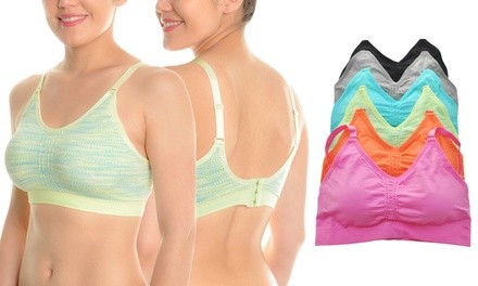 Angelina Wire-Free Seamless Sports Bras with Convertible Straps (6-Pack)