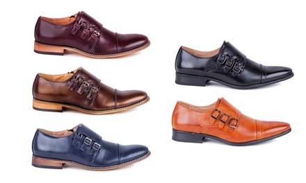 Signature Men's Triple Monk Strap Cap-Toe Dress Shoes