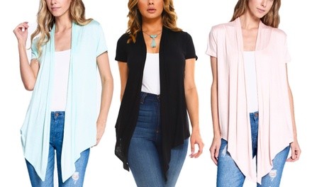 Isaac Liev Women's Summer Short-Sleeve Cardigans (3-Pack). Plus Sizes Available.