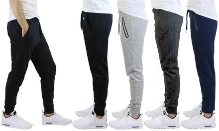 Men's Slim-Fit French Terry Joggers with Regular or Zipper Pockets (S-2XL)