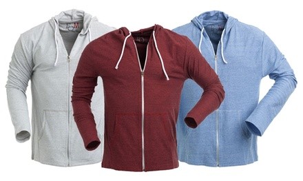 Finest Quality Group Men's Solid Lightweight Zip-Up Hoodie Sweater 