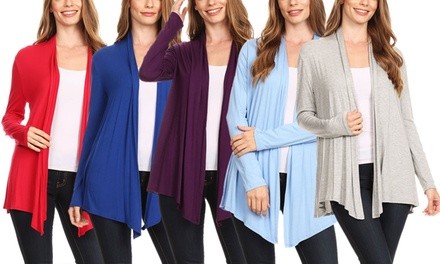 Women's Solid Casual Lightweight Long Sleeve Cardigan. Plus Sizes Available.