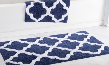 Lavish Home 100% Cotton Trellis Bath Mat Set (2-Piece)