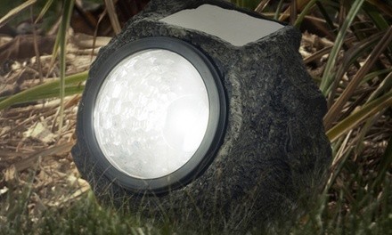 Pure Garden Solar Powered LED Rock Lights Set (4-Piece)