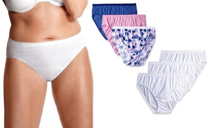 Just My Size Women's Plus Size Hi-Cut Cotton Panties (6-Pack)