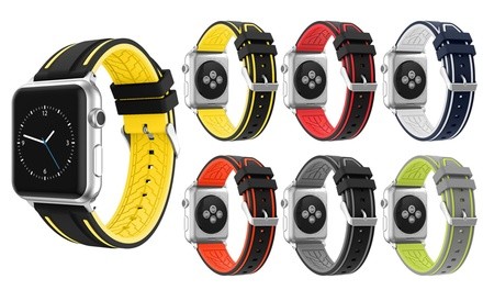 Dual Layers Silicone Sport Wrist Strap Replacement Band - Apple Watch Series 1/2/3/4 (iWatch 38mm, 40mm, 42mm, 44mm)