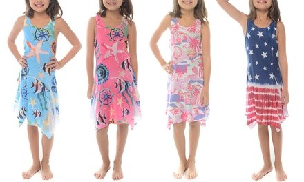 Girls' A-Line Printed Handkerchief Summer Dress