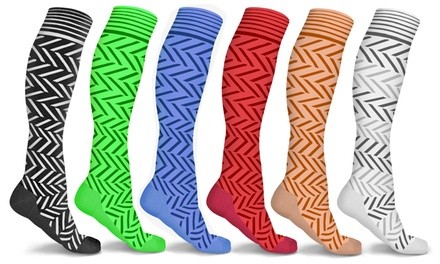 DCF Zig Zag Unisex Knee-High Compression Socks (6-Pairs)