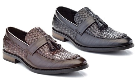 Marco Vitale Men's Woven Dress Loafers with Tassel