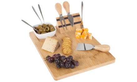 Bamboo Cheese Serving Tray Set by Classic Cuisine (9-Piece)