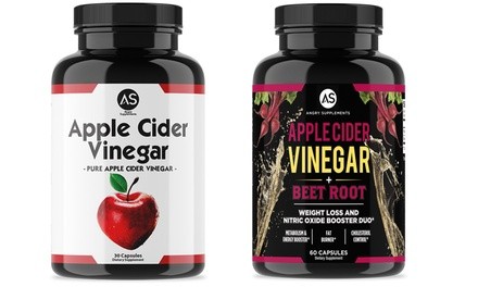 Angry Supplements Pure Apple Cider Vinegar and ACV with Beet Root (2-Pack)