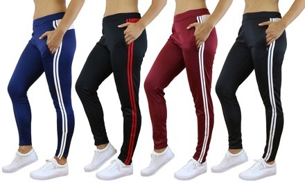 Carol Vee Women's Slim-Fit Moisture-Wicking Striped Track Joggers