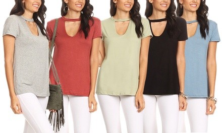 Nelly Women's Cutout Short-Sleeved Top. Plus Sizes Available.