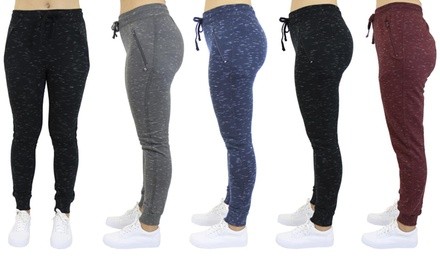 Galaxy by Harvic Women's Marled Joggers with Zipper Pockets. Plus Sizes Available.